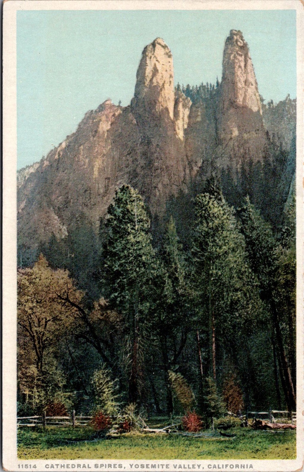 Cathedral Spires Yosemite Valley California Vintage Postcard 4P24-3 Cathedral Spires Yosemite Valley California Vintage Postcard 4P24-3