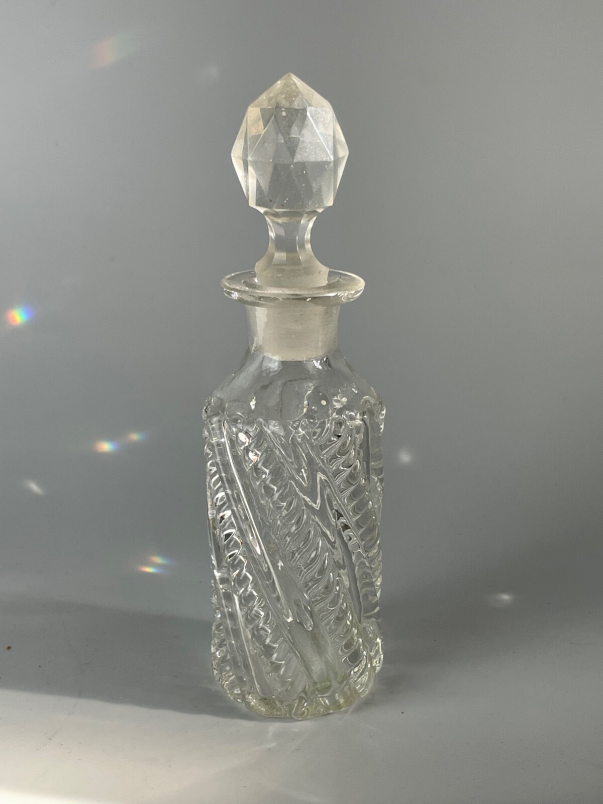 Vintage & Unique 6.5” Crystal Glass Perfume Decanter Bottle w/ Stopper