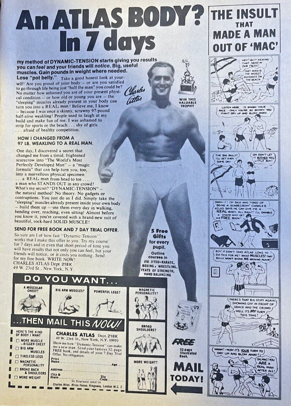 1981 Vintage Magazine Advertisement Charles Atlas Bodybuilding Course 1981 Vintage Magazine Advertisement Charles Atlas Bodybuilding Course