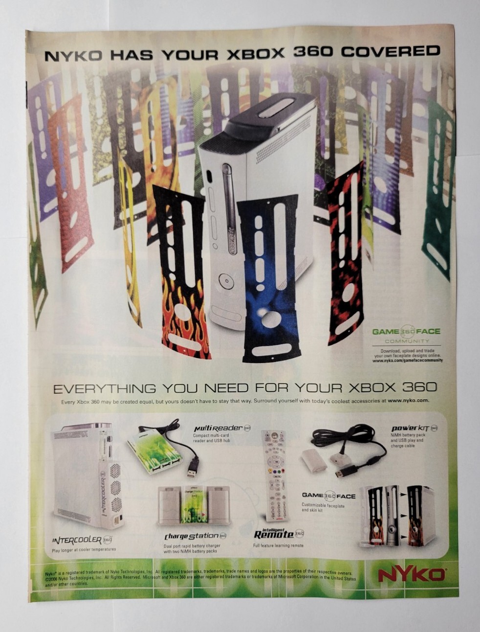 Nyko Xbox 360 Faceplate Accessories 2006 Video Game Magazine Print Ad
