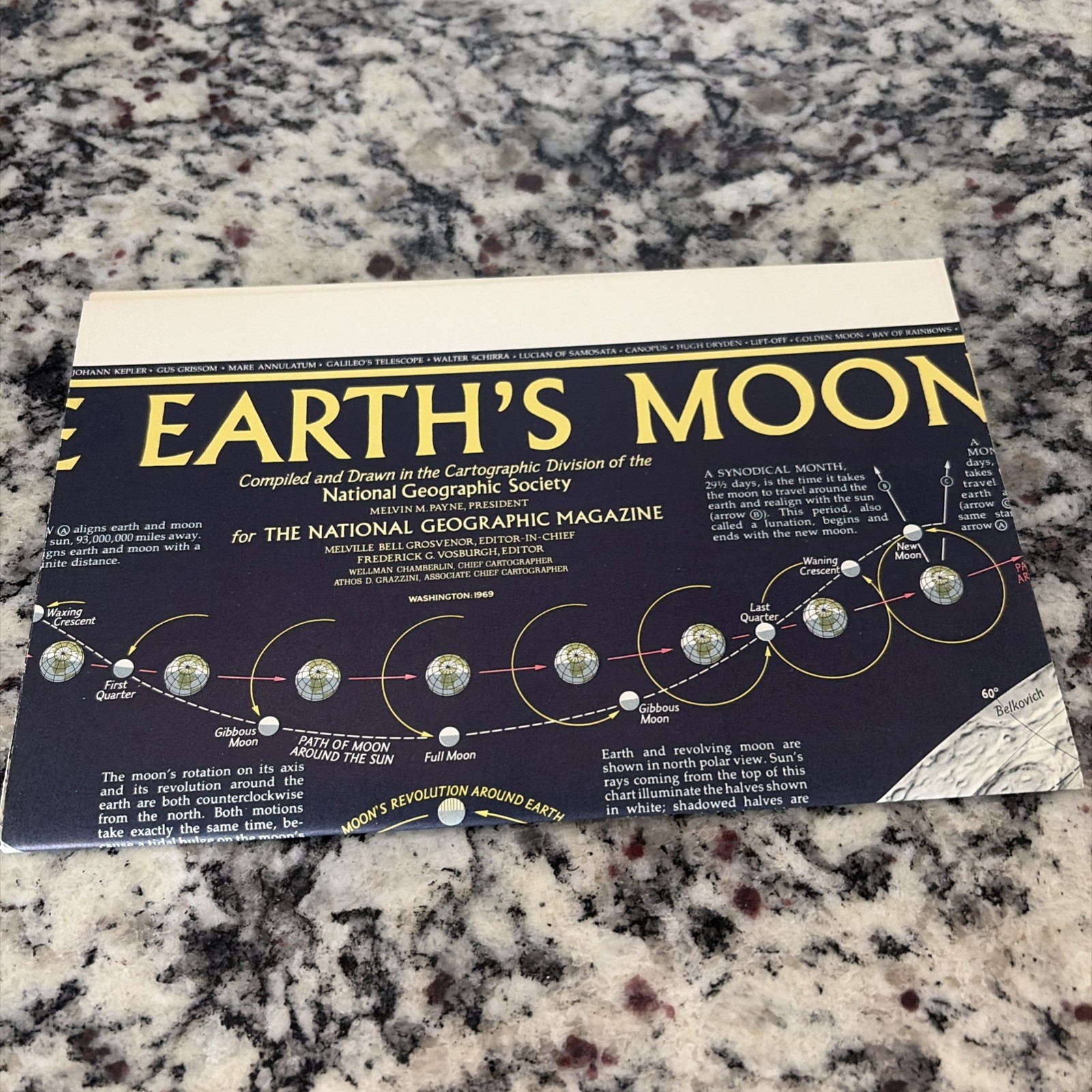 1969 MAP Earth\'s MOON Large Wall Folding MAP National Geographic Magazine