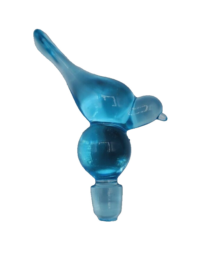 Blue Glow Figurine Imperial Bird Perfume Glass Bottle Stopper Black Light Shine
