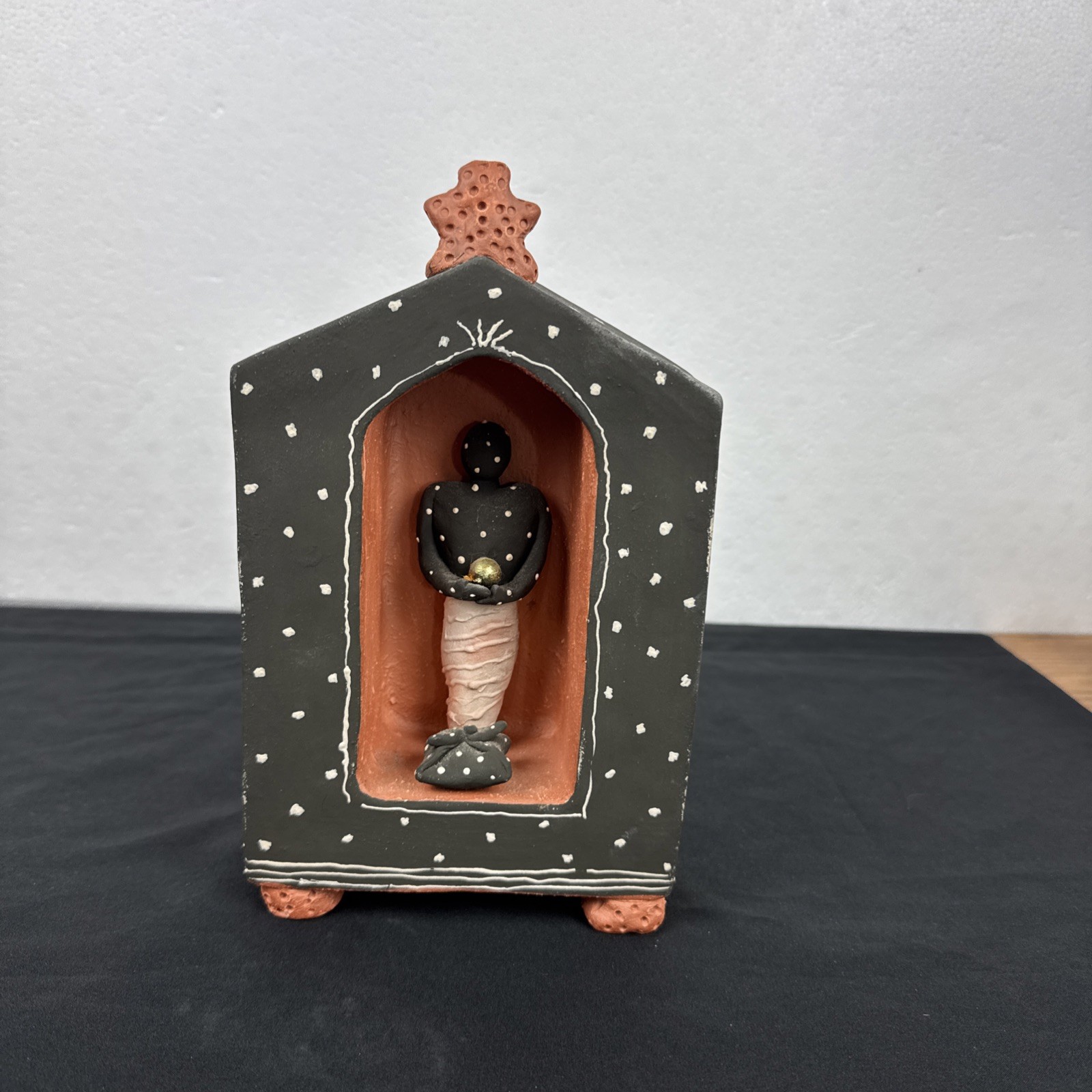 Rare Anita Fields 1998 Signed Ceramic Nicho Figurine Osage Native American Art