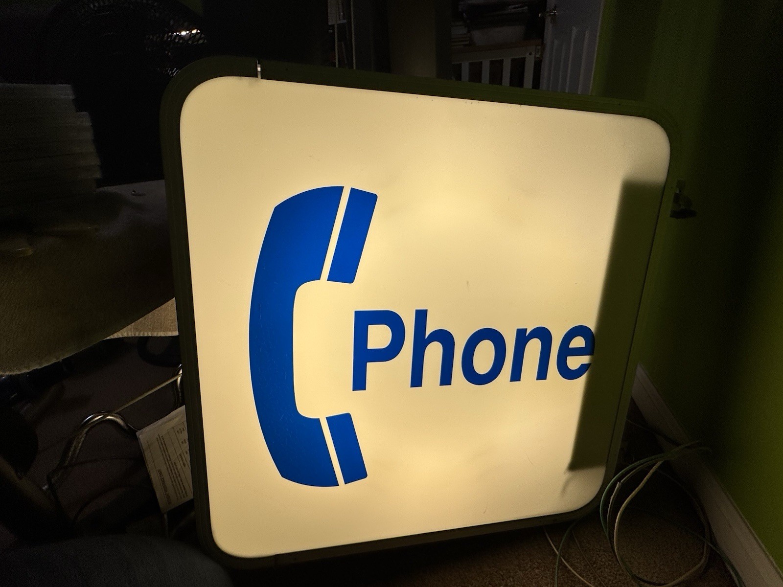 🛑RARE ✅Vintage ✅LARGE ✅Telephone Pay Phone Sign Electric Light Box ✅23