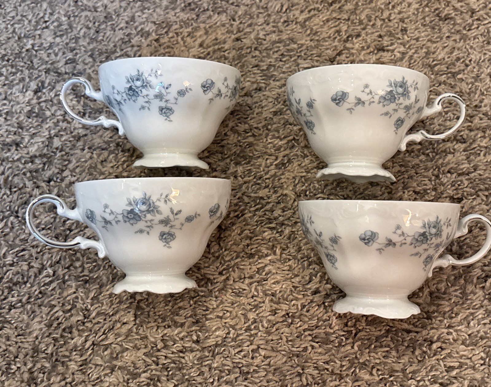 NIB Vintage Johann Haviland Bavaria Tea Cups White Porcelain Original Box (4)