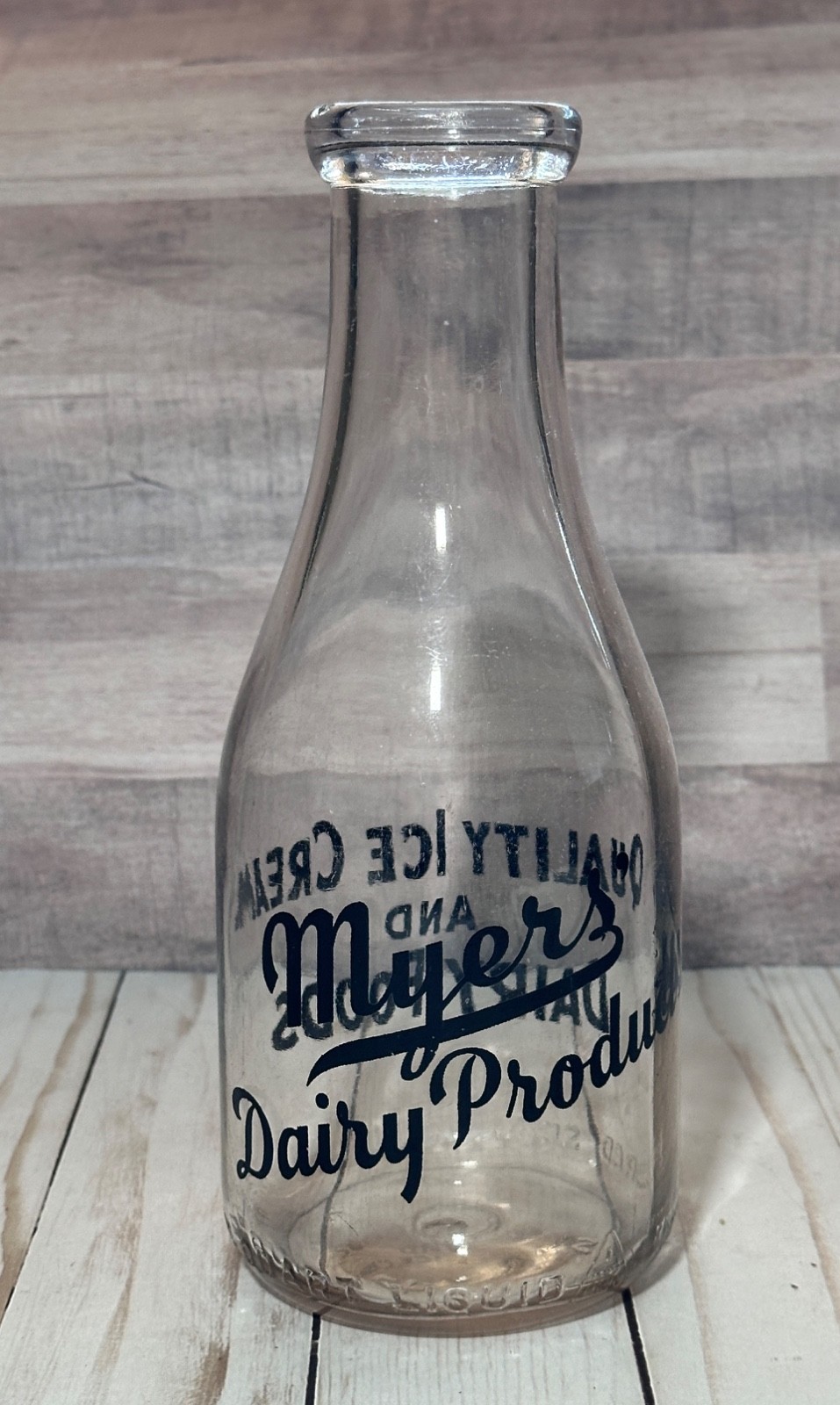 Vintage Myers\' Dairy Milk Bottle 1 Quart Quality Ice Cream and Dairy Foods