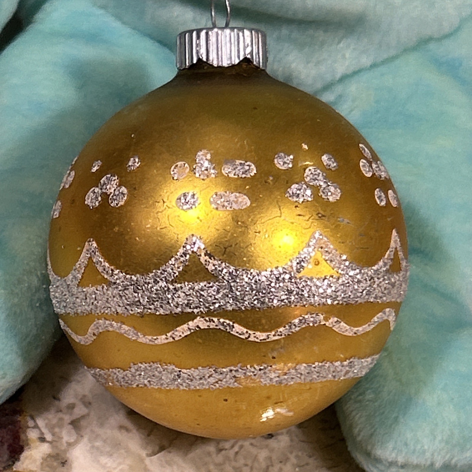 Vintage christmas ornaments glass shiny brite Gold w/glitter