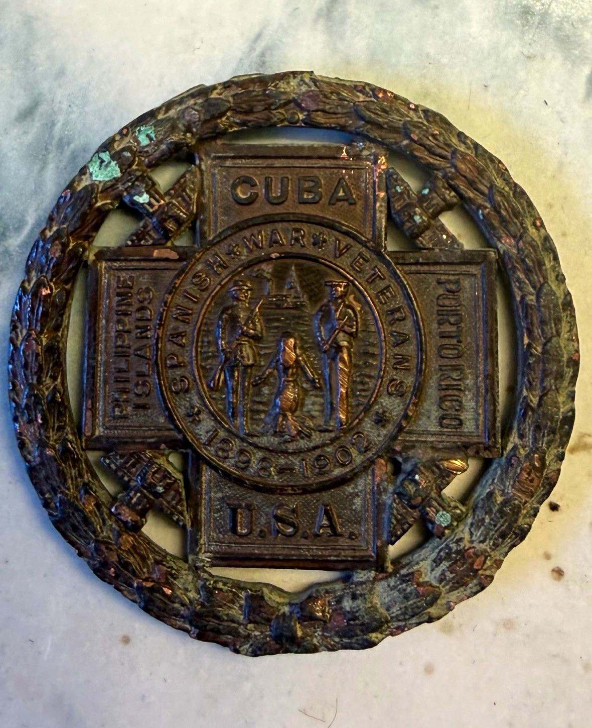 Rare C-1890, Spanish War Veterans Medal/Badge 1898-1902 