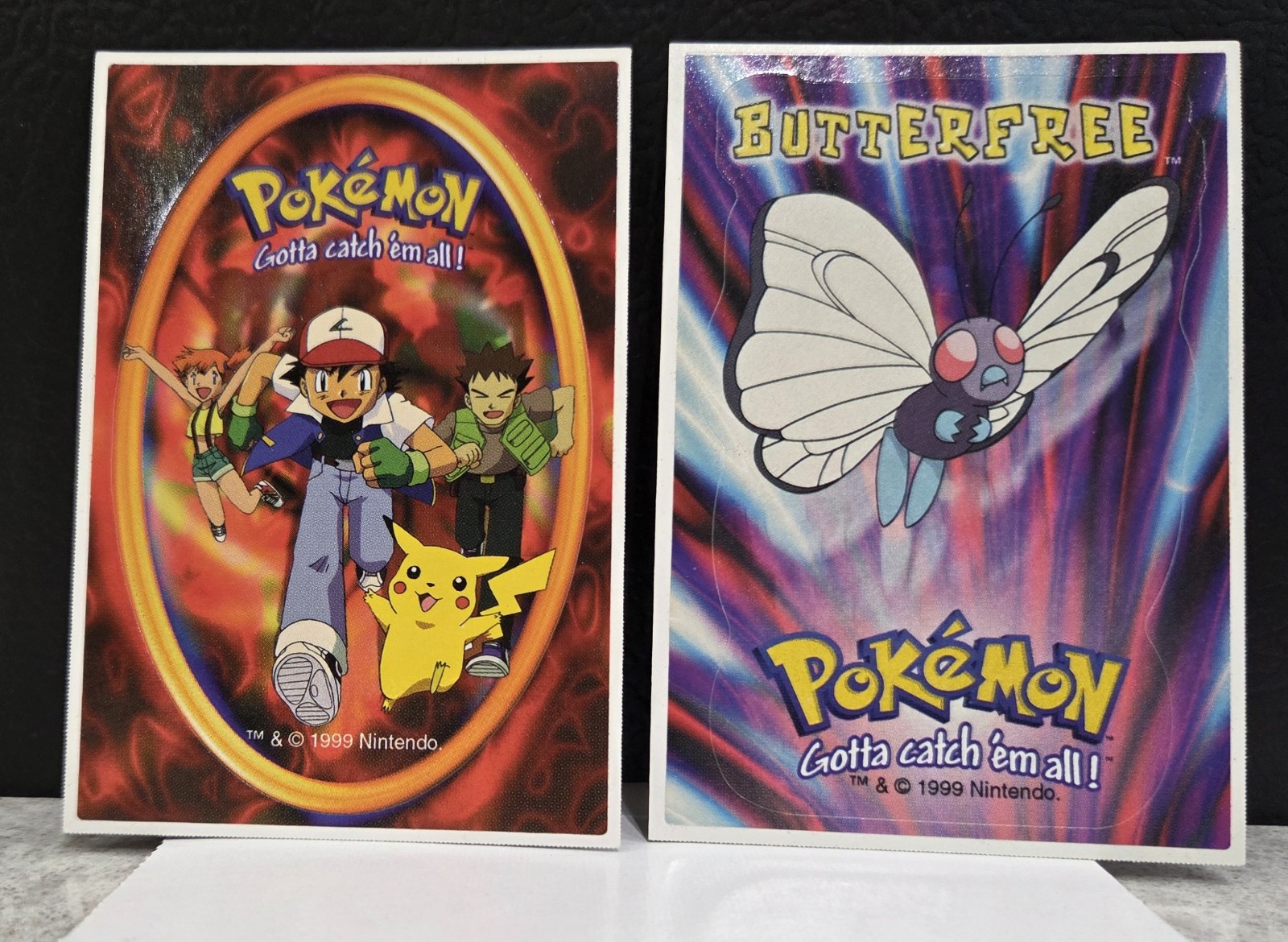 Vintage 1999 Pokemon A & A Global Vendings Stickers ~ Butterfree & Team Ash