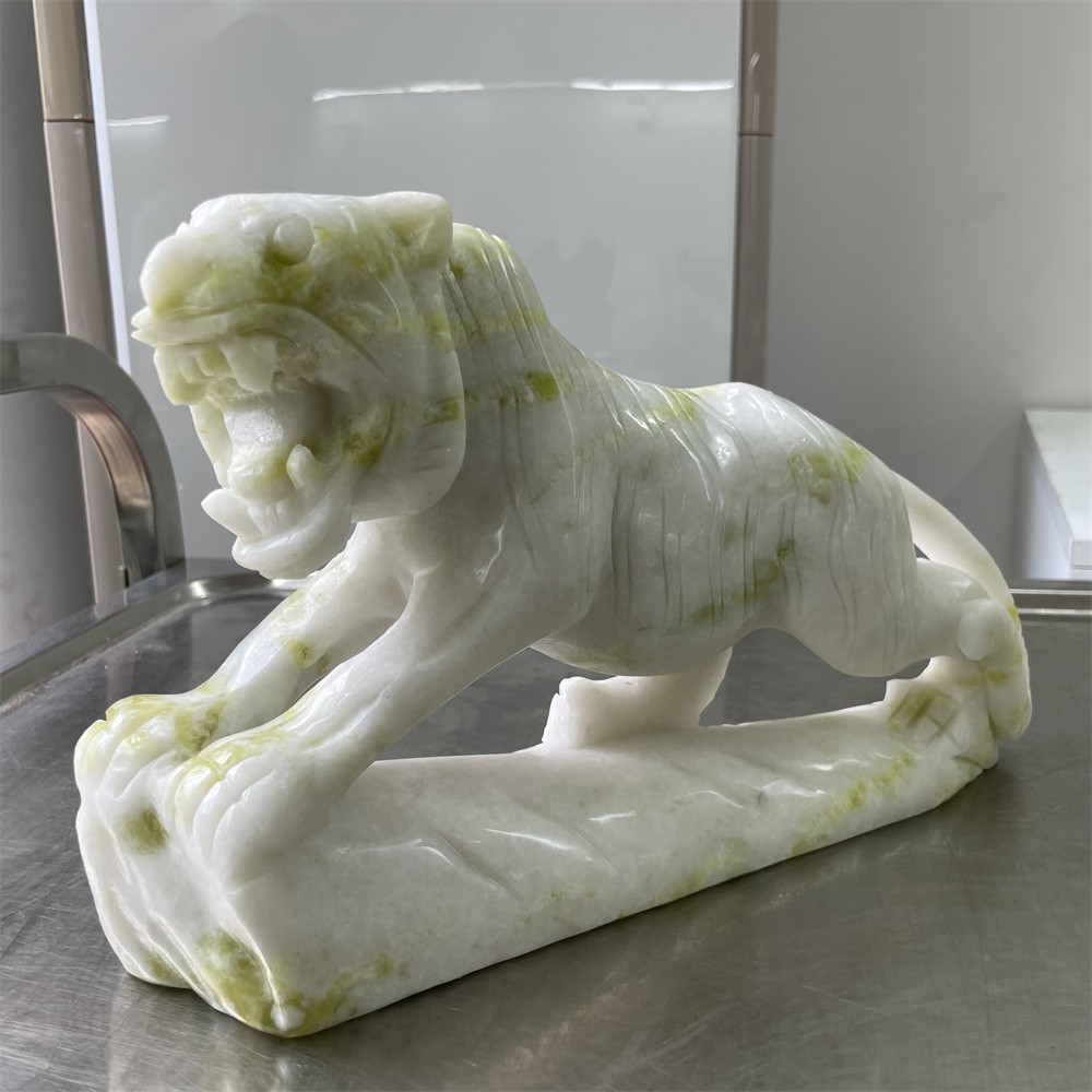8.5LB 10.8'' Natural Xiuyan Jade Tiger Carving Crystal Quartz Reiki Decor