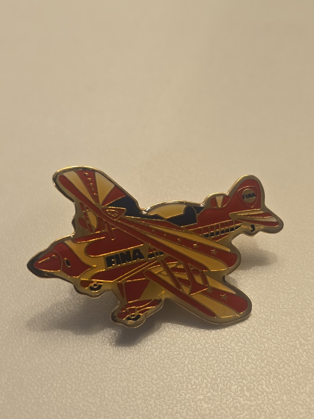 Vintage Fina Gas Promotional Stunt Plane Enamel Pin Collectable Lapel Pin