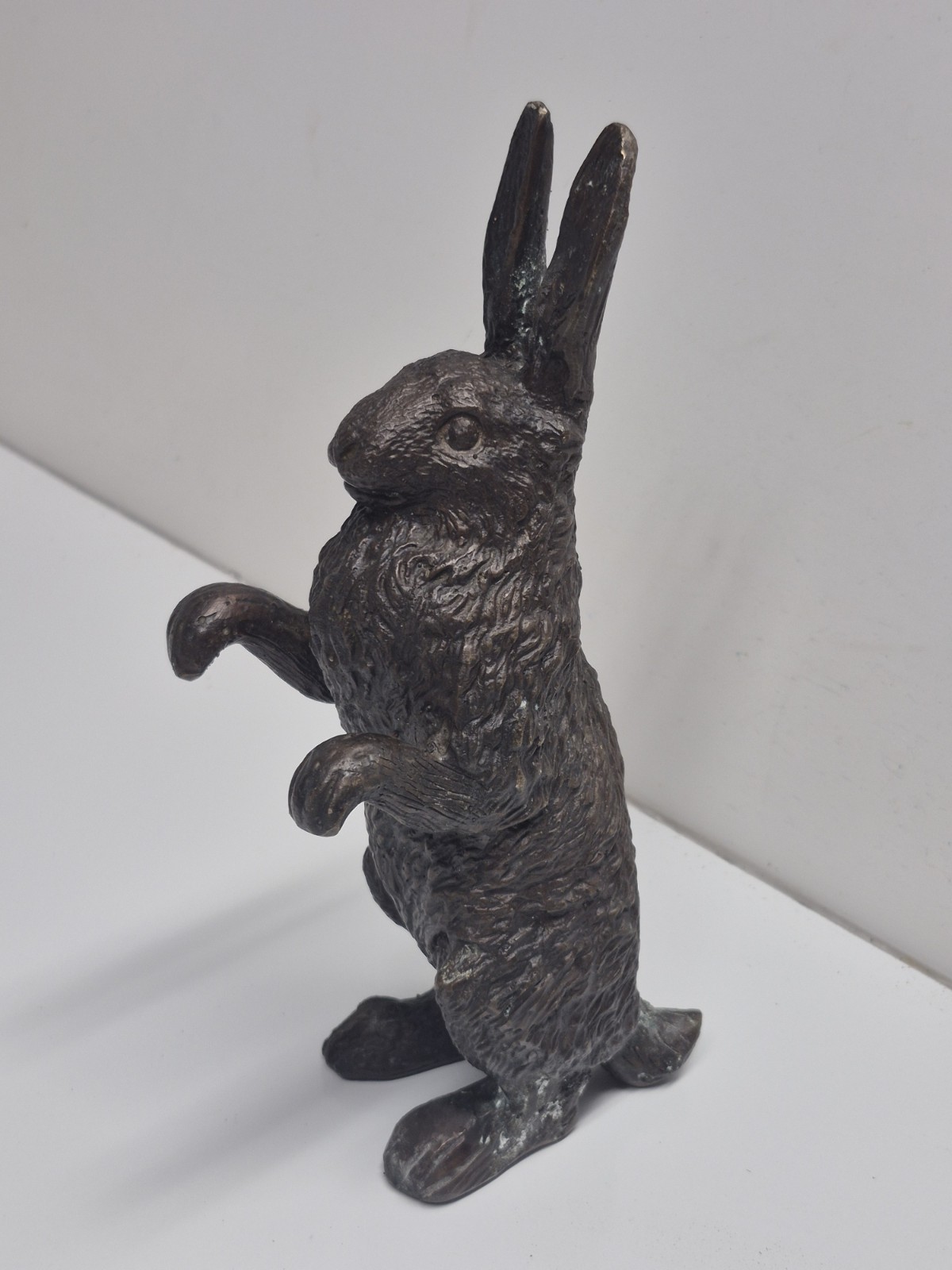 Vtg Cast Bronze Standing Bunny Figurine Doorstop