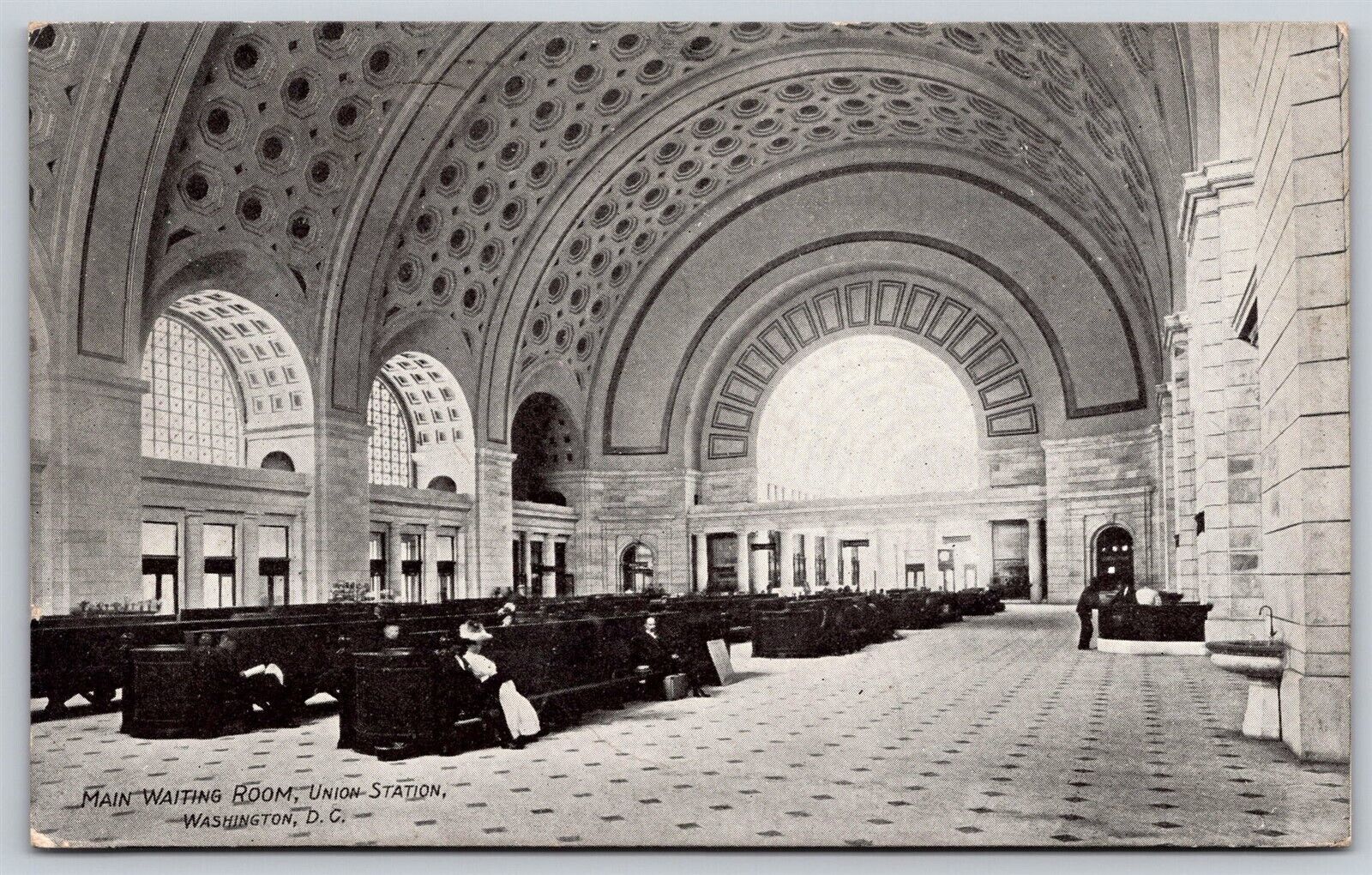 Postcard Main Waiting Room, Union Station, Washington DC 1917 L100