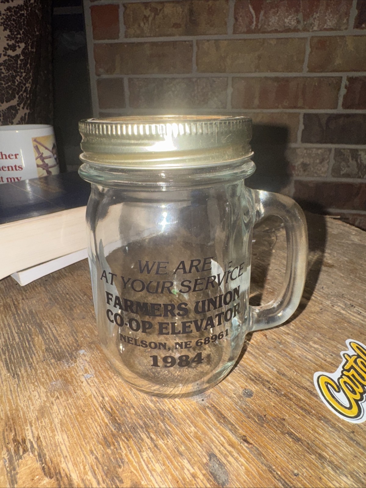 Vtg Glass Mug Lake City Minnesota Farmer\'s Elevator Co. June 1981 Bank Lid