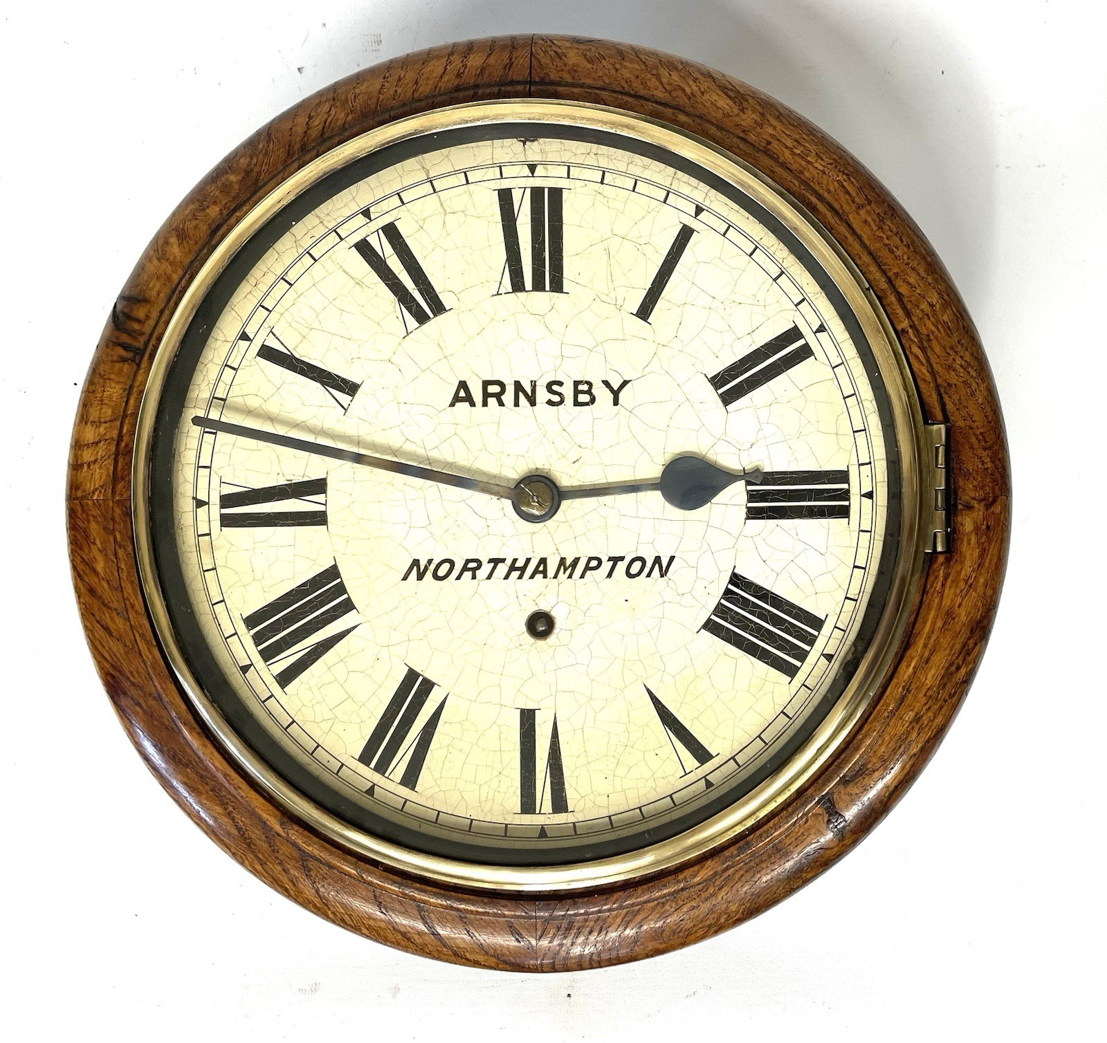 Antique RARE 10 inch Dial Light Oak Wall School Clock ARNSBY NORTHAMPTON