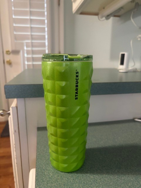 2025 Starbucks 16 oz. Green Sparkly Metal Tumbler - Brand New