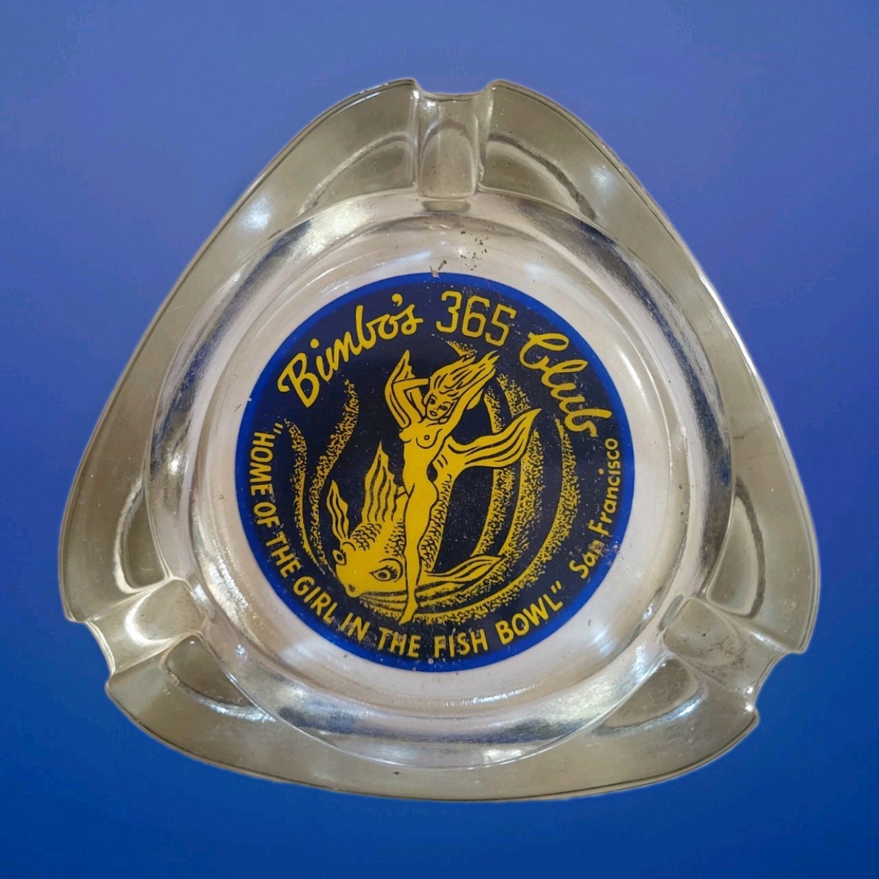 RaRe 1950s Pyro Glass Ashtray Bimbo's 365 Club San Francisco Girl In Fish Bowl RaRe 1950s Pyro Glass Ashtray Bimbo's 365 Club San Francisco Girl In Fish Bowl