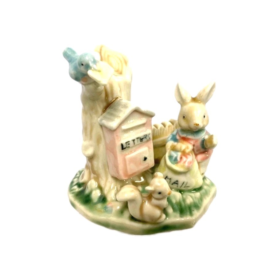1993 Albert E Price Tales of Bunny Hollow Porcelain Bunny Mail Carrier W Friends