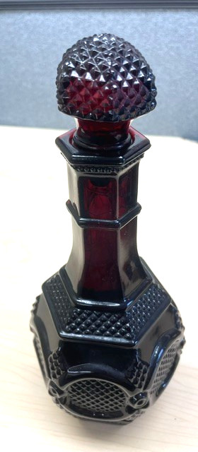 Holiday Tableware Avon 1876 Wine Decanter Cape Cod Ruby Red Glass with Stopper