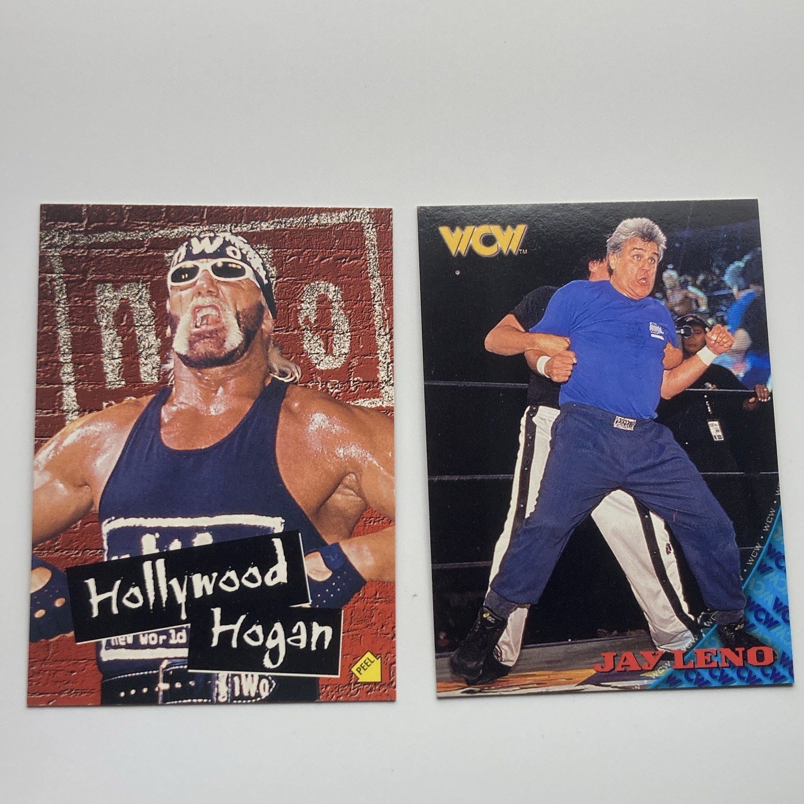 Topps 1998 WCW/nWo Trading Cards Lot of 2 Hollywood Hogan S5 & Jay Leno