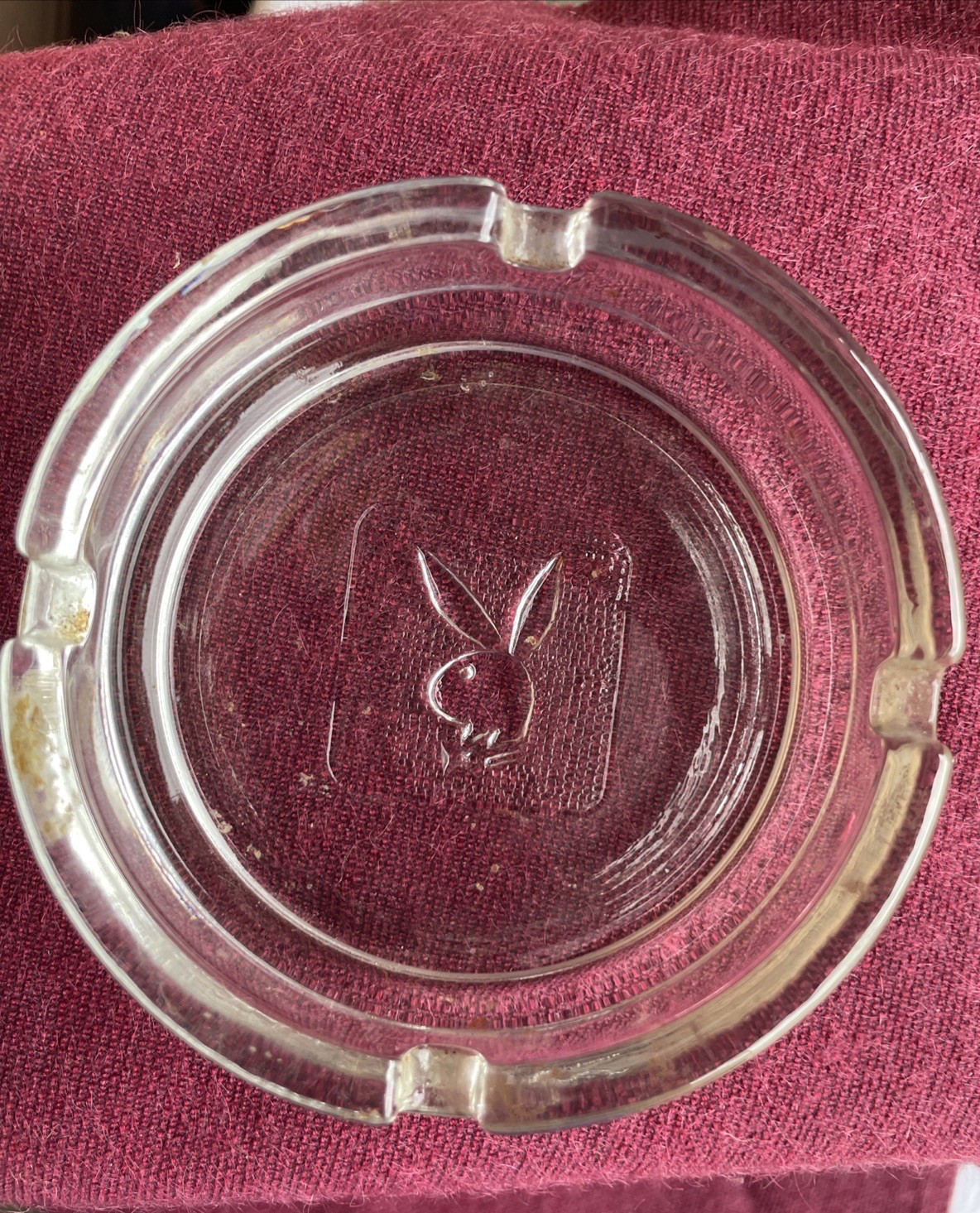 Vintage 1970\'s PLAYBOY Club Bunny Logo Collector ASHTRAY Clear Glass  4\