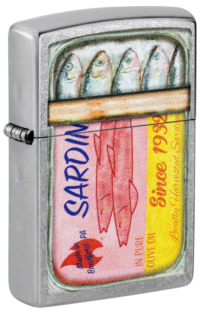 Zippo Sardines Design Street Chrome Windproof Pocket Lighter, 207-125539 Zippo Sardines Design Street Chrome Windproof Pocket Lighter, 207-125539