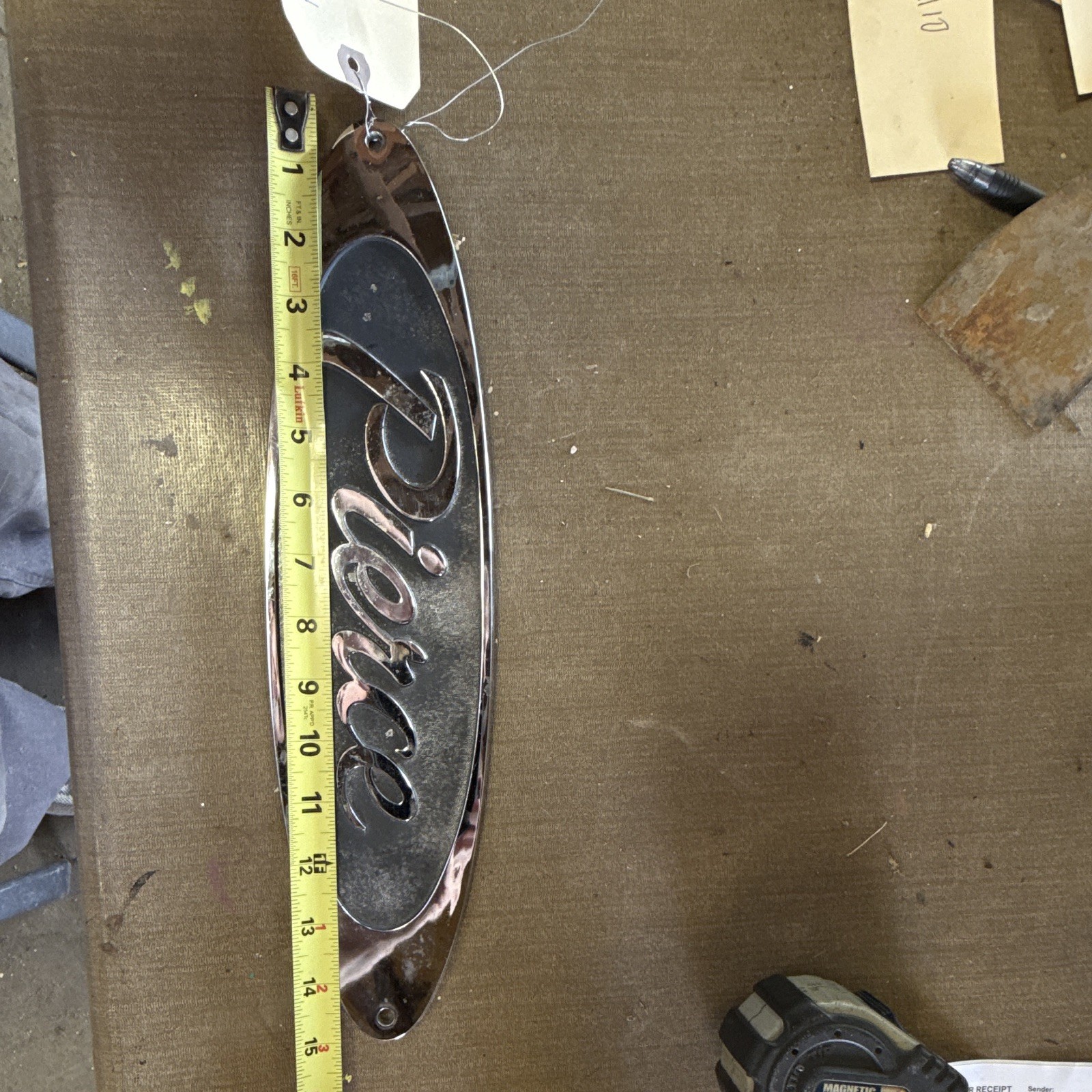 Pierce Chrome Finish Oval Vehicle Emblem Badge Approx 15 inches long 