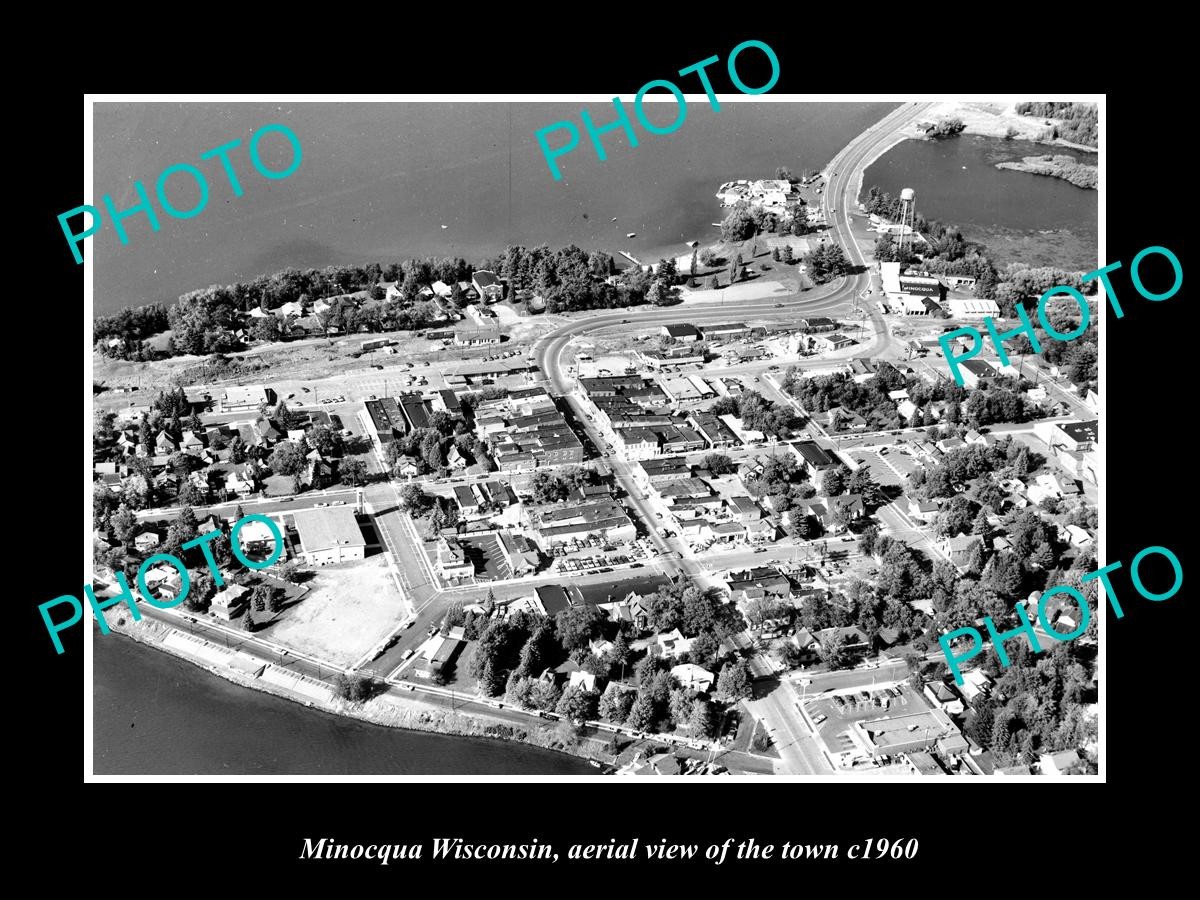 Minocqua Wisconsin Aerial View Of The Town c1960 Old Large Historic Photo