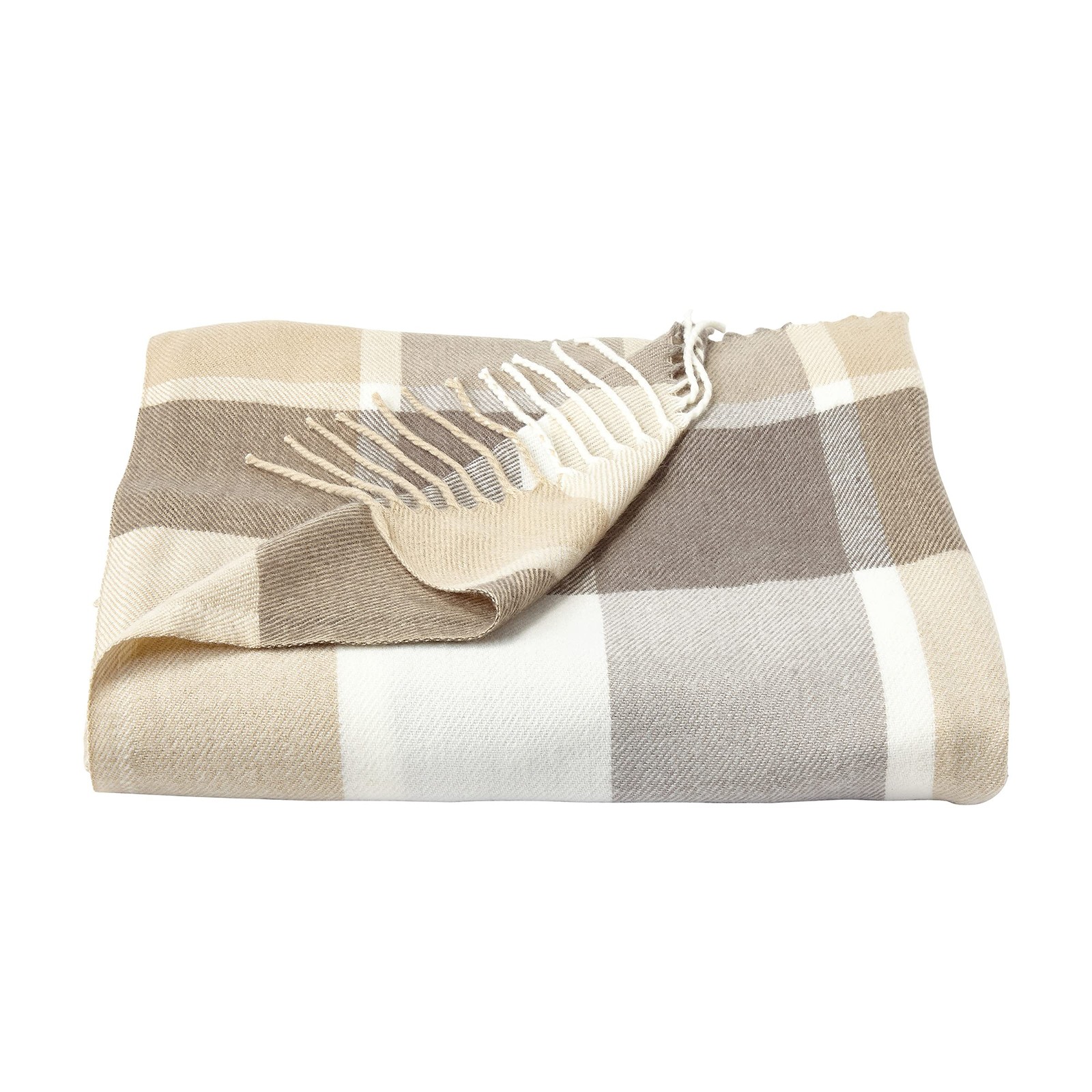 Lavish Home Soft Throw Blanket, Gray/Tan Plaid, 60 in x 70 in, Oversized