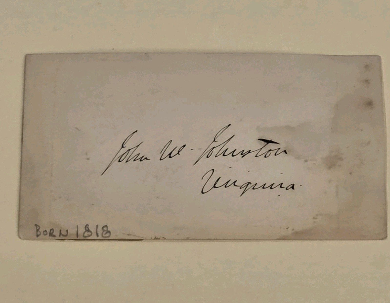 John W Johnston Signed 1800s Senator Virginia Autograph Politician Auto