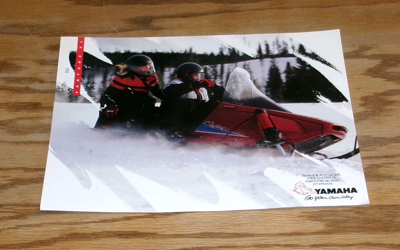 Original 1991 Yamaha Venture XL Snowmobile Sales Sheet Brochure 91