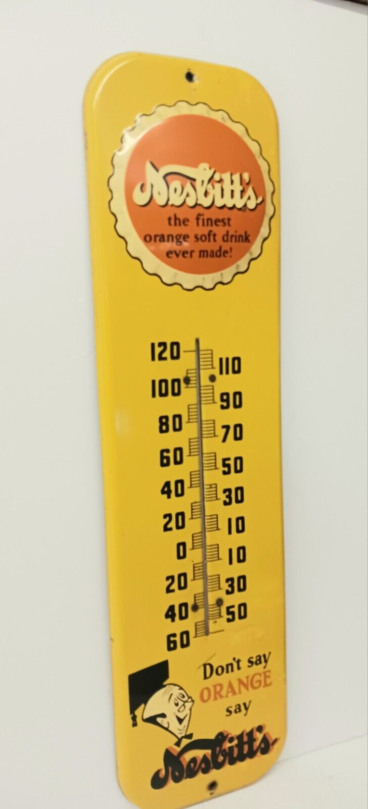 Vintage Nesbitts Orange Bottlecap Thermometer  Don’t Say Orange Say Nesbitt’s