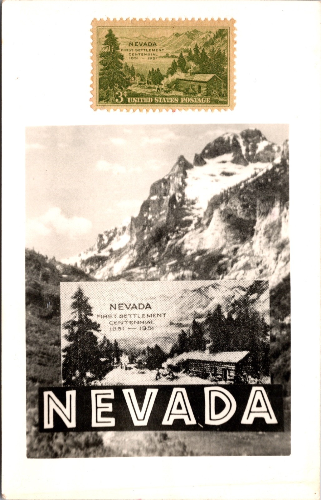 Nevada First Settlement Centennial 1851 1951 Stamp Exhibit RPPC Postcard