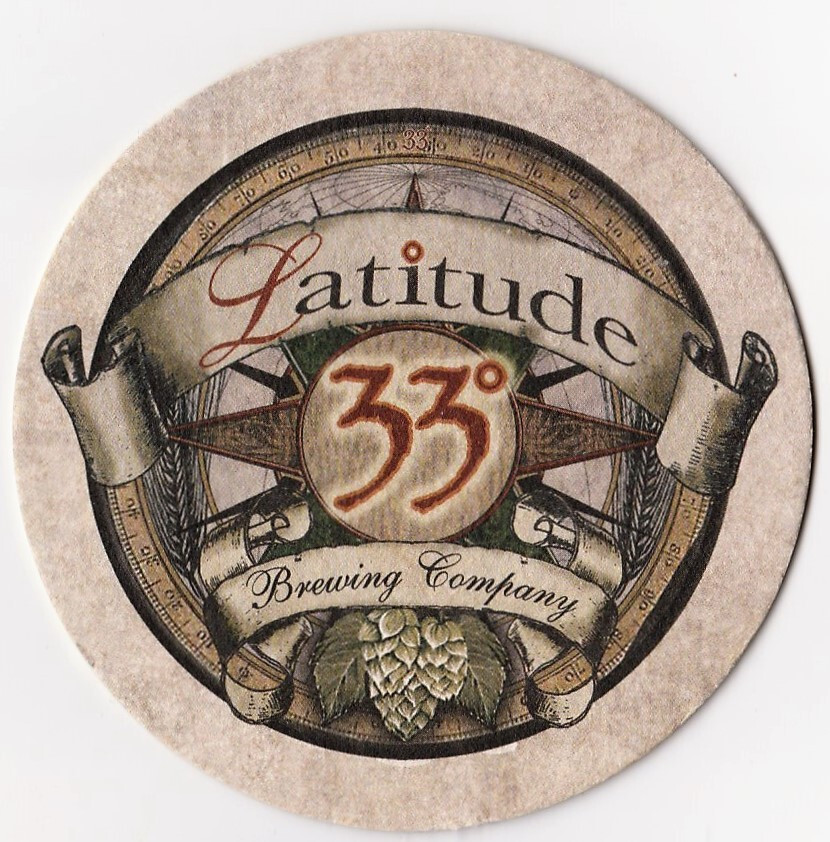 Latitude 33 Brewing Beer Coaster Vista Ca