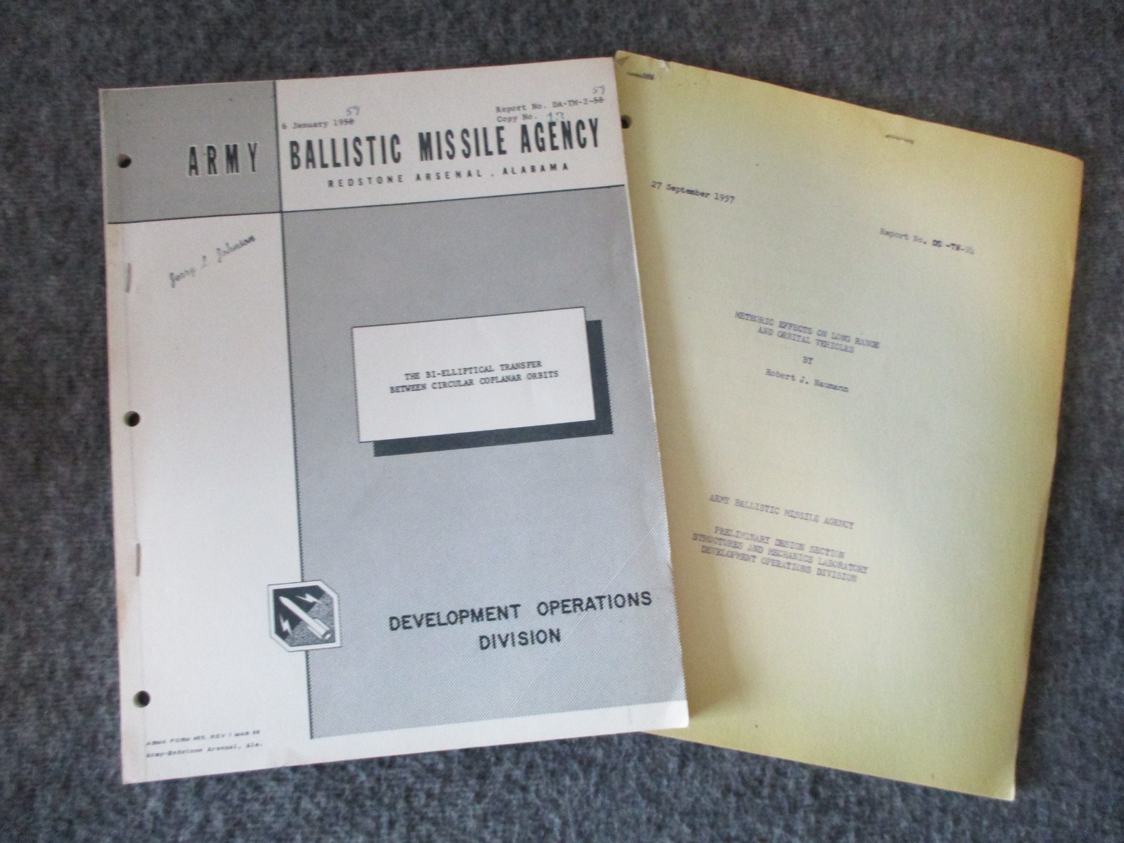 ABMA NASA EARLY ORBITAL VEHICLES ELLIPTICAL XFR DEVELOPMENTAL PROJECTS REPORTS ABMA NASA EARLY ORBITAL VEHICLES ELLIPTICAL XFR DEVELOPMENTAL PROJECTS REPORTS