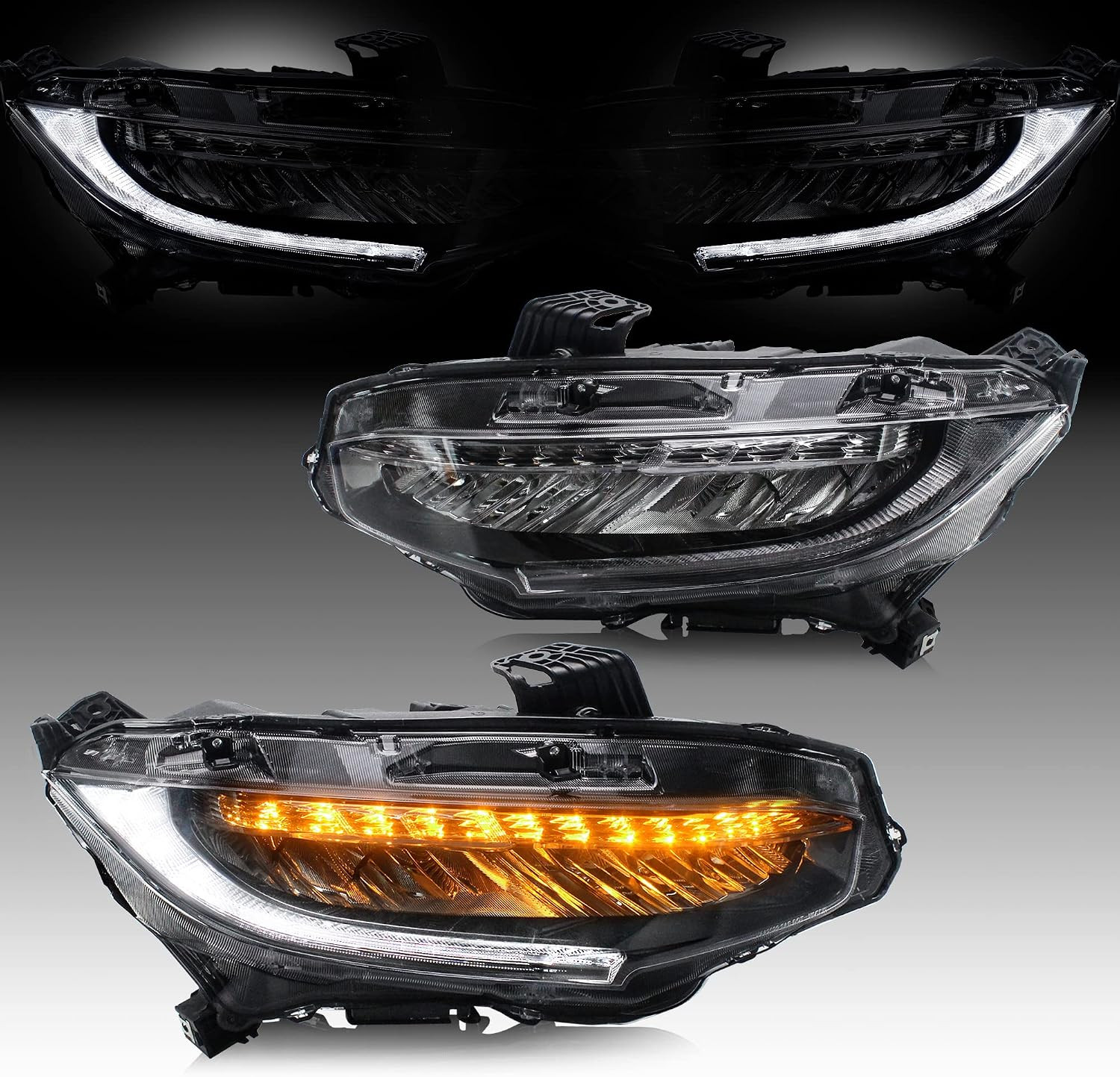 VLAND LED Headlights Assembly Compatible for 10TH Gen Honda Civic Sedan/Coupe/Ha