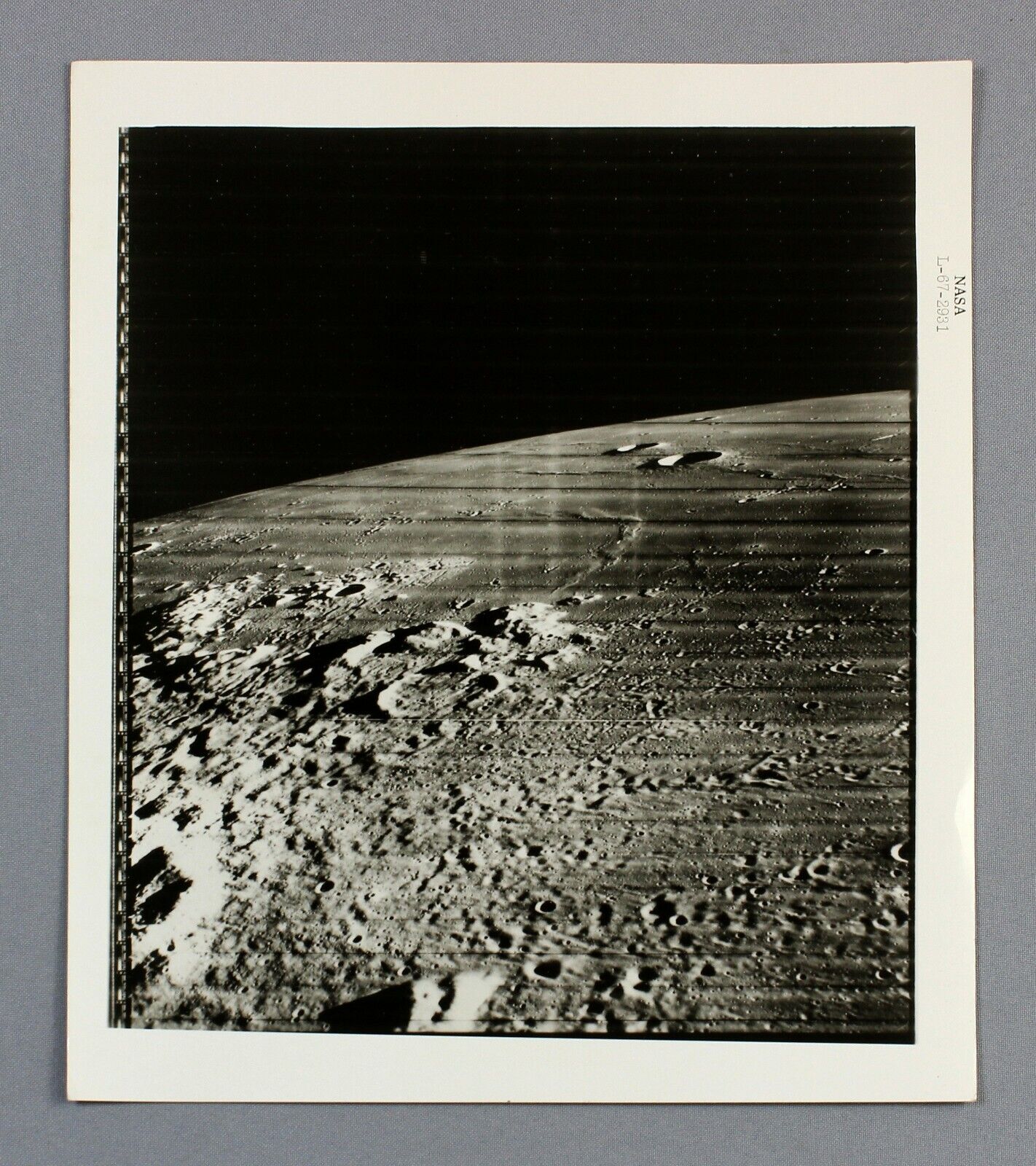1967 the MOON original vintage NASA Lunar Orbiter II PHOTOGRAPH oblique angle