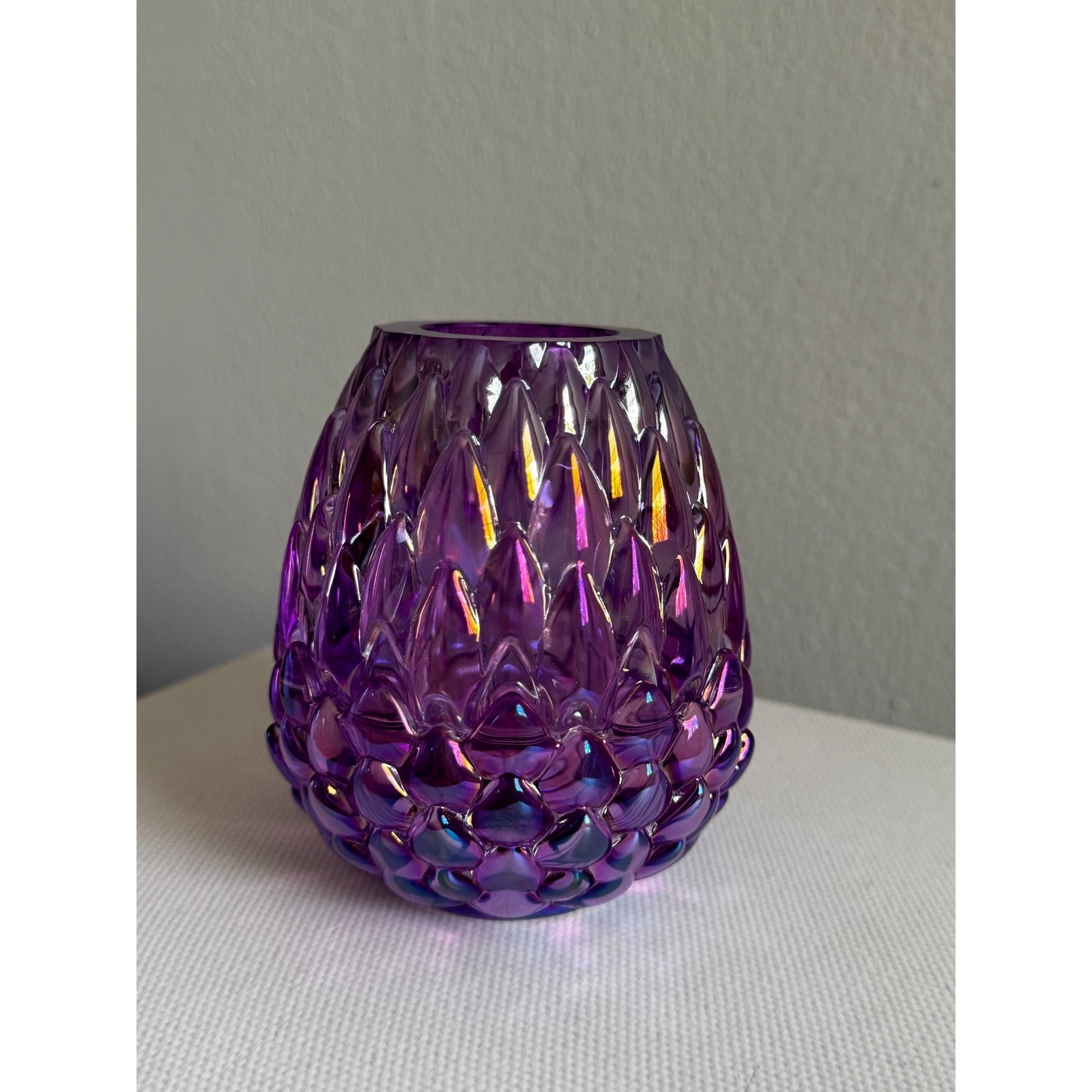 Olsen Glass Dragon Egg Fairy Lamp Magic Element Purple Iridescent Art Glass