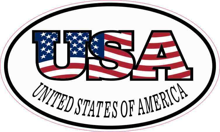 5X3 Oval USA Flag Letters United States of America Flag Sticker Vinyl Car Decal