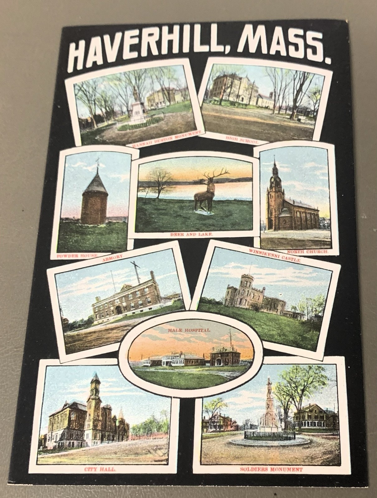 T1637     HAVERHILL,  MA.       POSTCARD,    MULTI VIEW