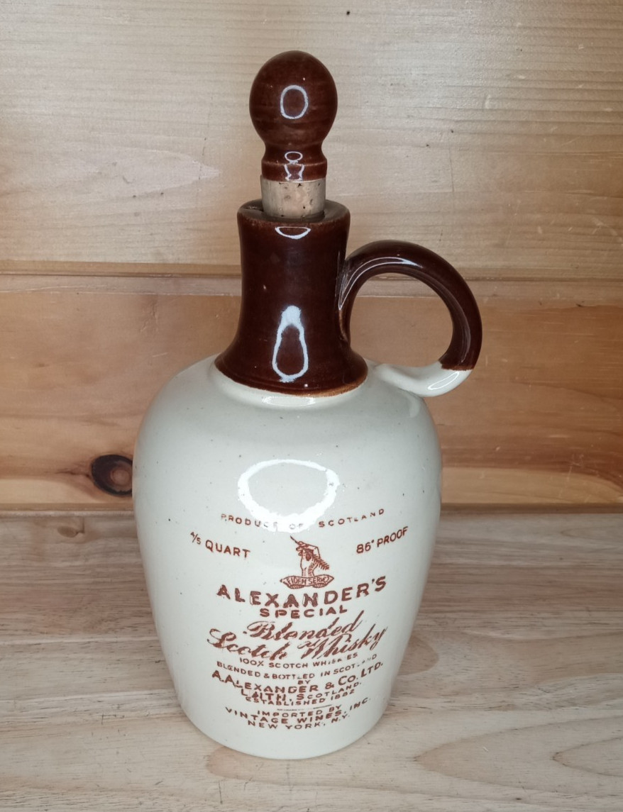 Rare Vintage Alexander's Special Blended Scotch Whisky Stoneware Jug Decanter