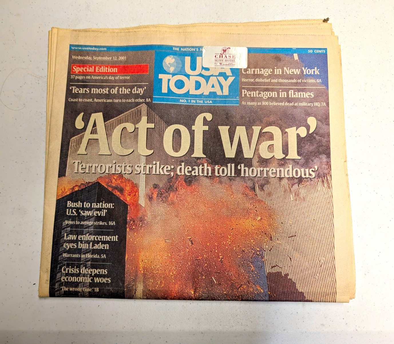 USA TODAY Newspaper Special Edition September 12 2001 \