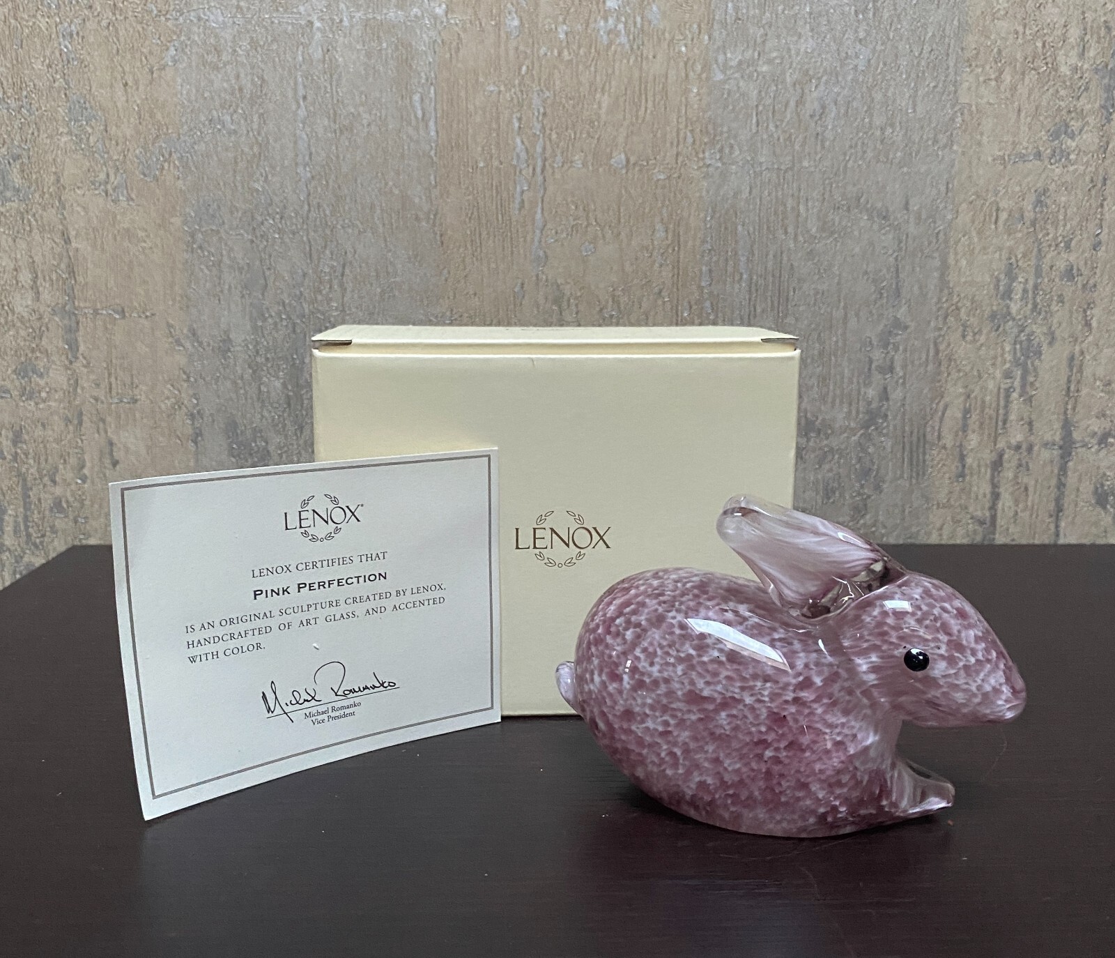 Lenox Bunny/Rabbit Pink Perfection Glass Figurine Vintage