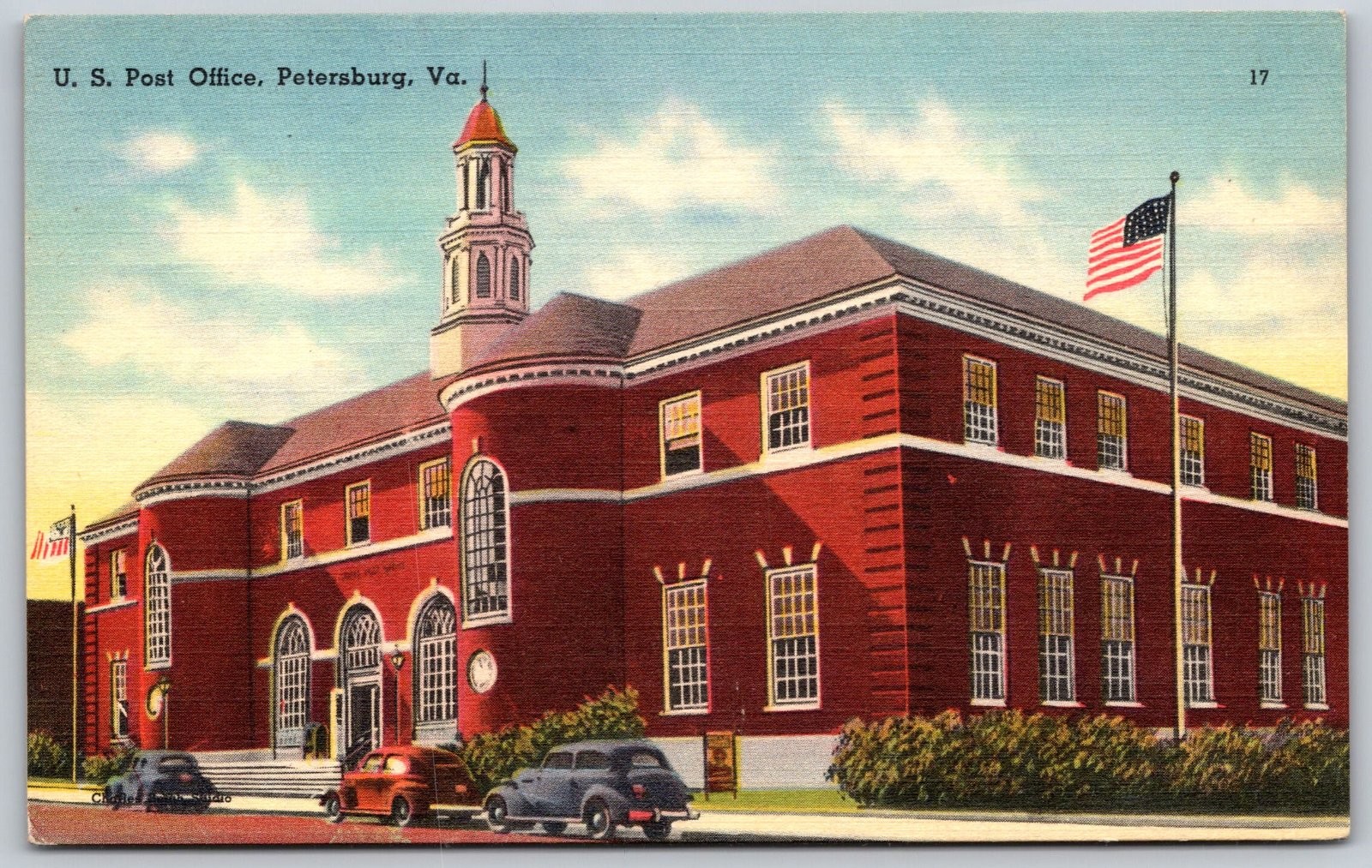 Petersburg Virginia US Post Office Customs House Tichnor Postcard PC440