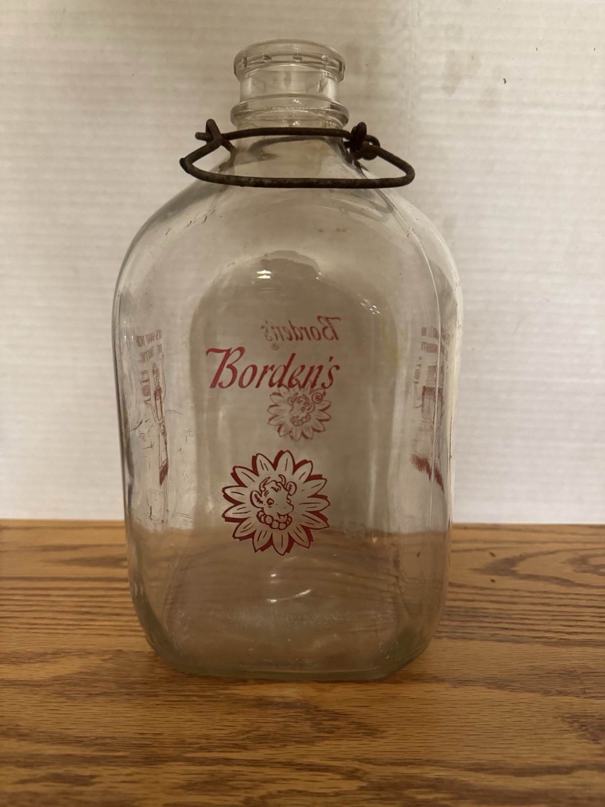 Antique Rare Find Bordens One Gallon Milk Bottle 1950s-60s