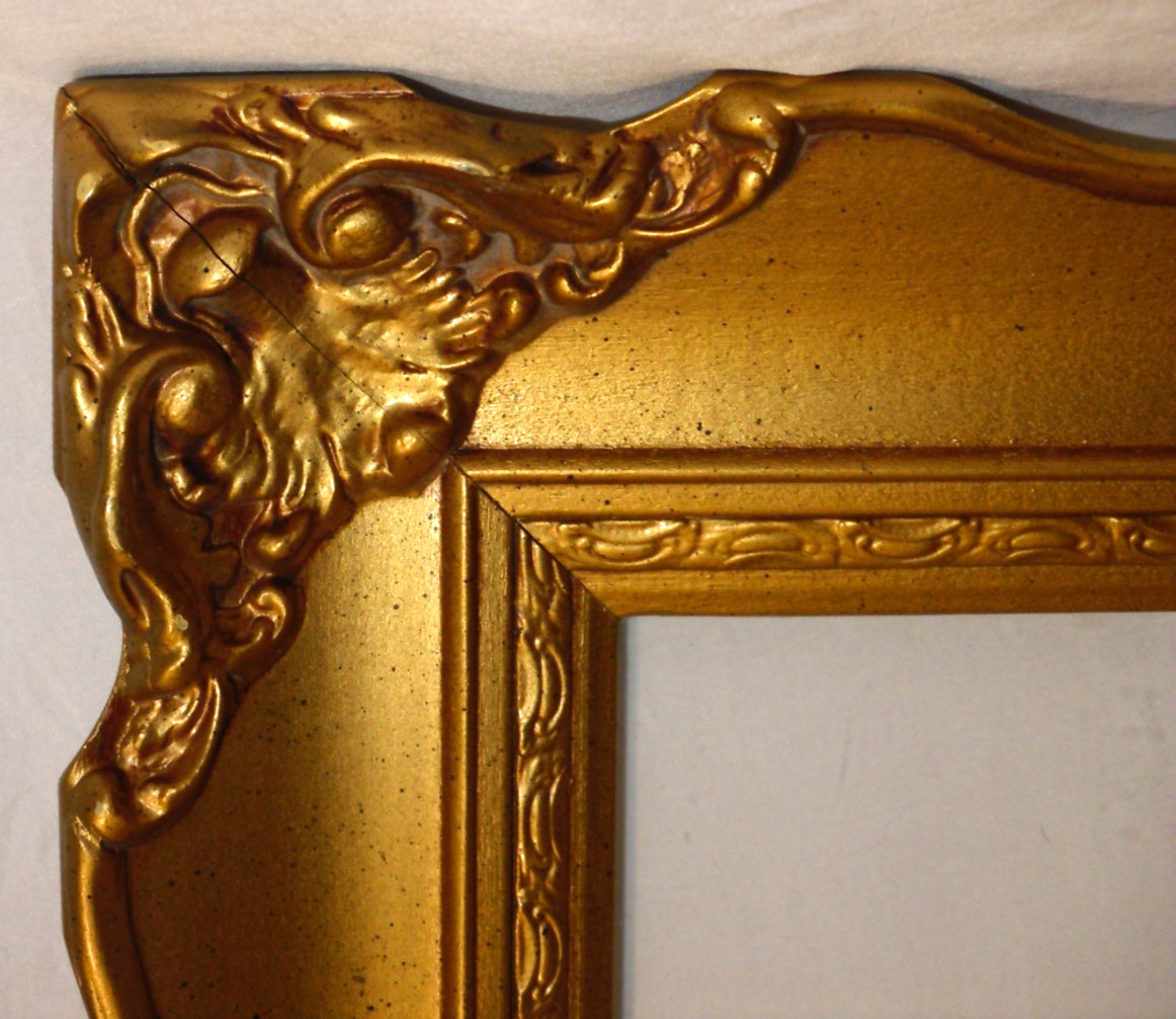 Vintage French Baroque/Rococo-Style Ornate Gold Gesso Wood Picture Frame & Glass