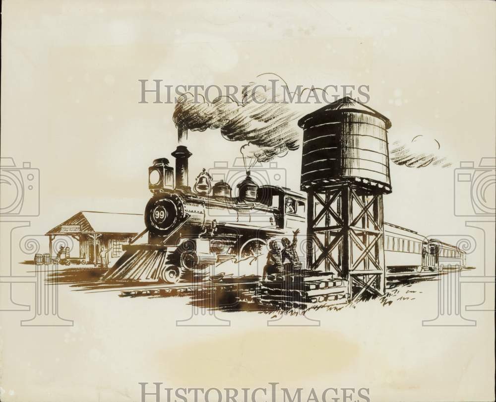 1947 Press Photo Artist\'s drawing of a scene from \ 1947 Press Photo Artist\'s drawing of a scene from \