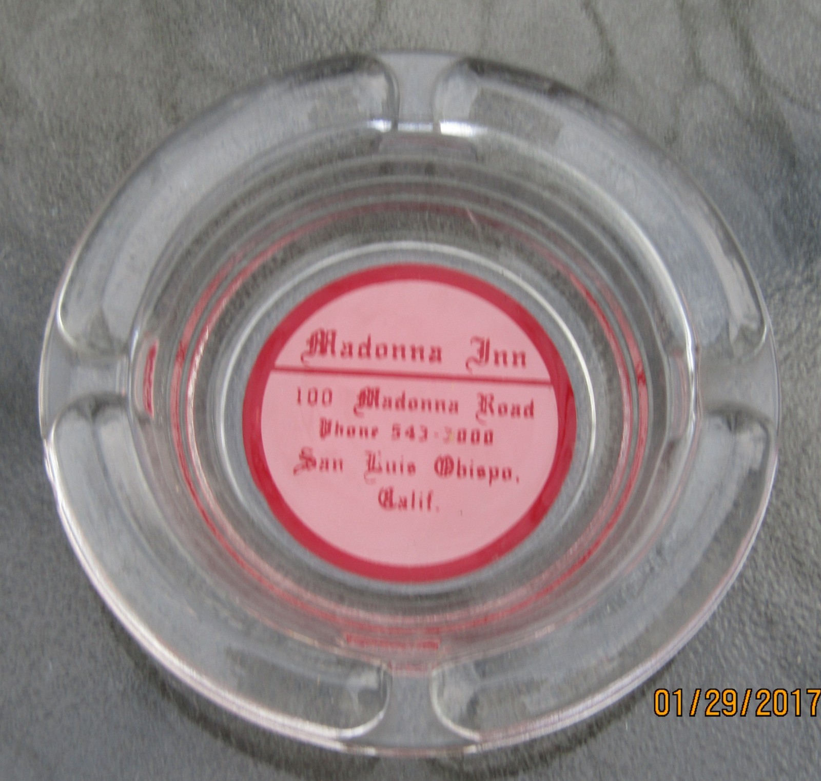 Vintage Madonna Inn San Luis Odispo California Glass Advertising Ashtray CLEAN 