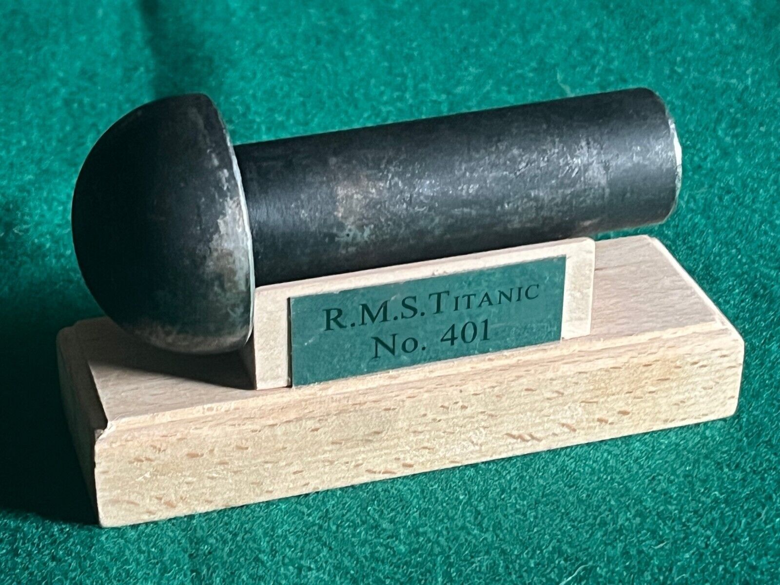 RMS Titanic #401 Replica Rivet with stand, highly collectable, and rare