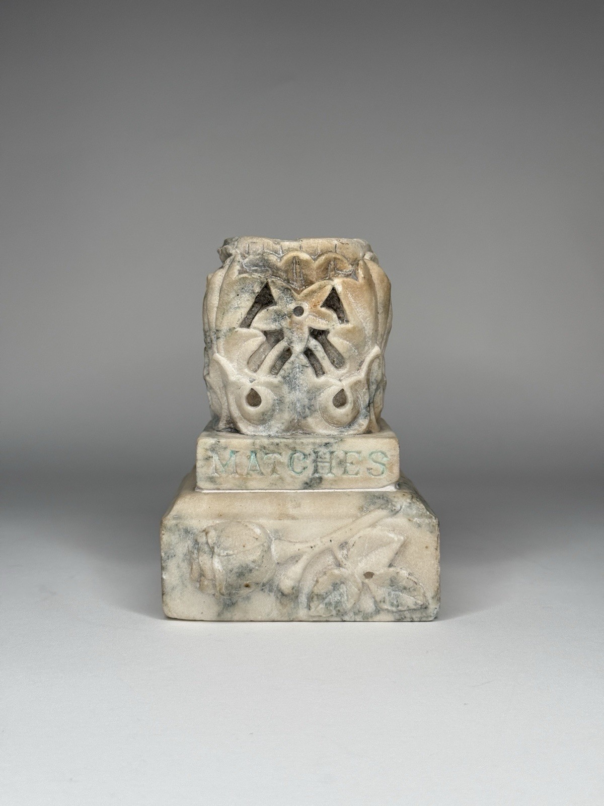 Antique Victorian Church Altar Solid Marble Match Holder Candle Holder 